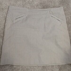 Striped tan and ivory lined seersucker skirt